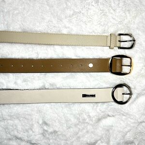STEVE MADDEN Belt Set of 3 Women’s Size Small, Faux Leather, White Tan Creme